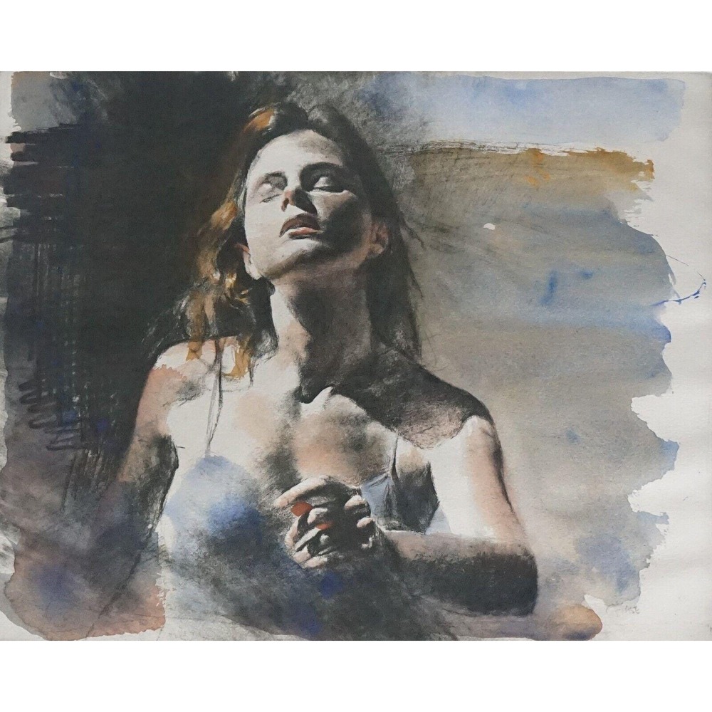 Chase Chen - Portrait of‎ a Women Print Lithograph Etching Realism impressionism